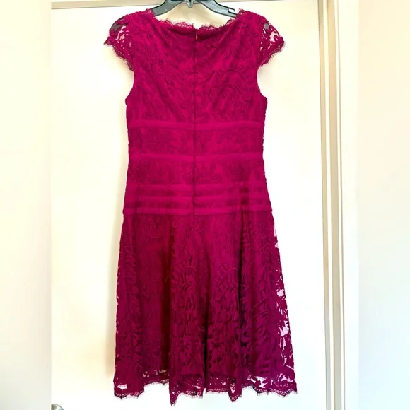 Magenta Lace Adrianna Papell Midi Dress - Picture 3 of 3